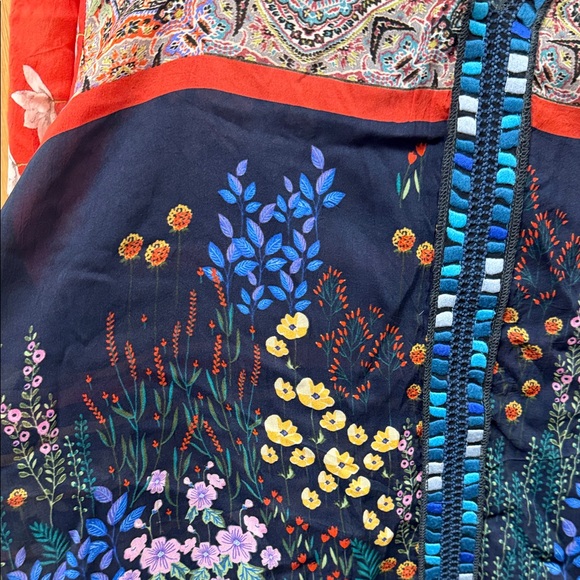 Johnny Was Multicolor Floral Patchwork Tunic - Navy, Red & Pink - Picture 7 of 7